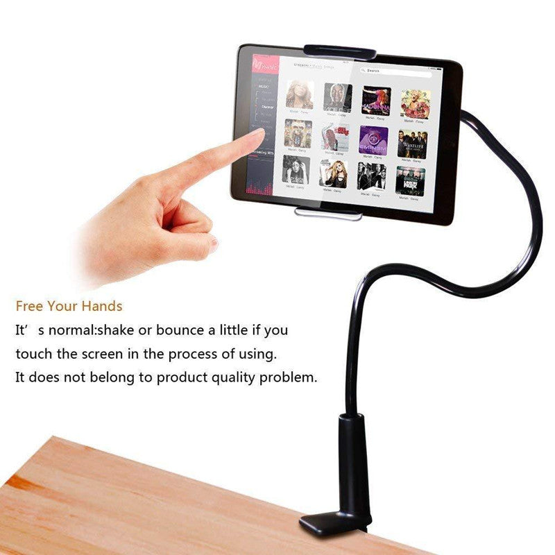 360 degree flexible gooseneck phone and tablet stand with spiral base