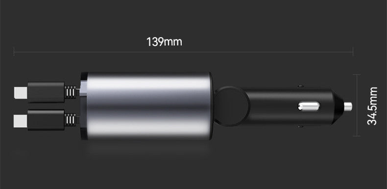 USB-C and USB-A port detail on the 100W fast charging car adapter