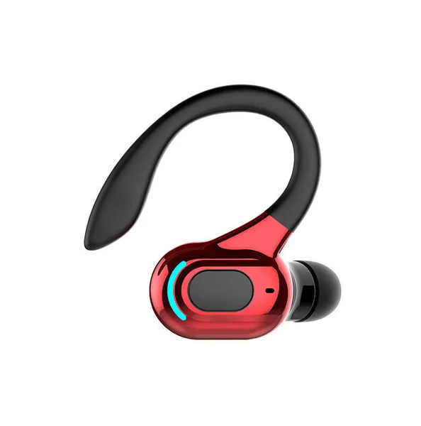 Red wireless sport earbud with ear hook colour option