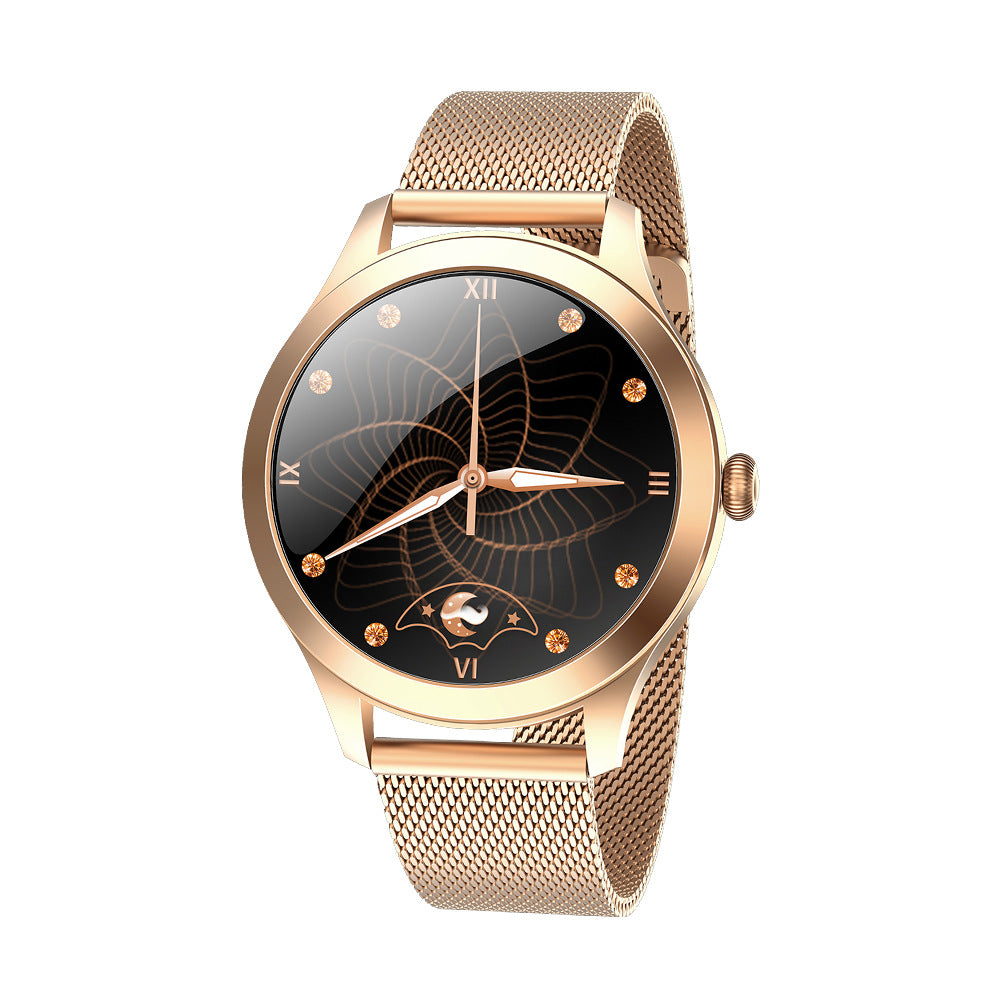 Round fitness tracker smart watch with interchangeable strap