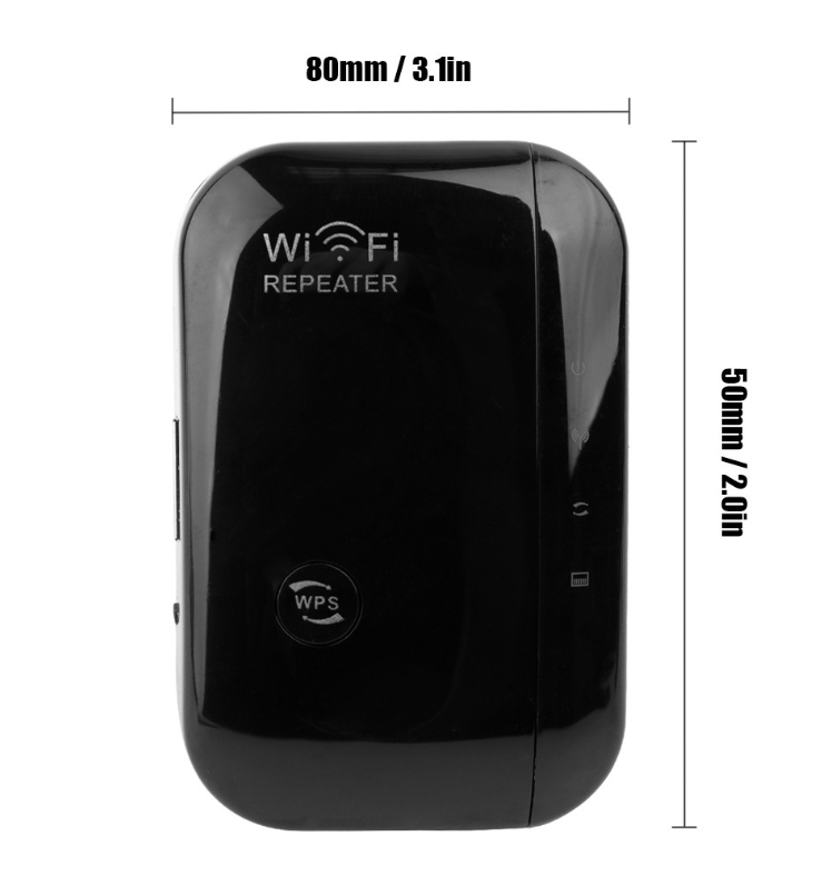 Compact WiFi booster shown against a wall outlet