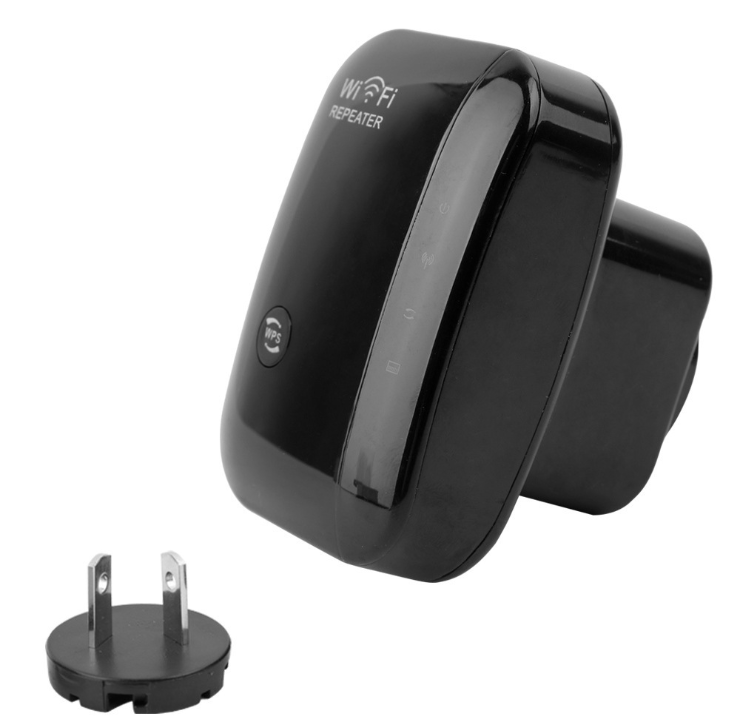 WiFi range extender and signal booster plugged into a wall socket